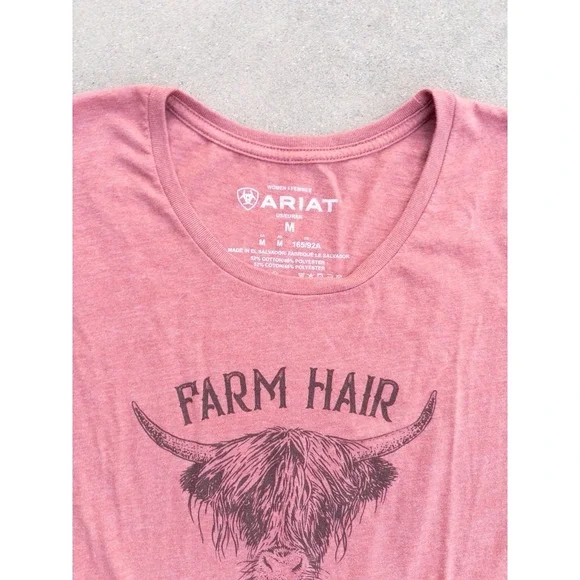 Ariat Farm Hair Graphic Tee Western Country Casual Top Women's M - Picture 4 of 5